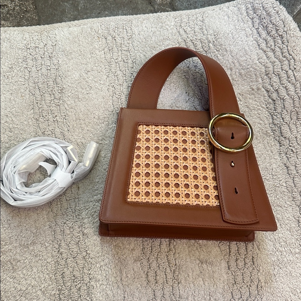 Parisa Wang Brown Woven Accent Handbag - Picture 4 of 7